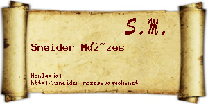 Sneider Mózes névjegykártya